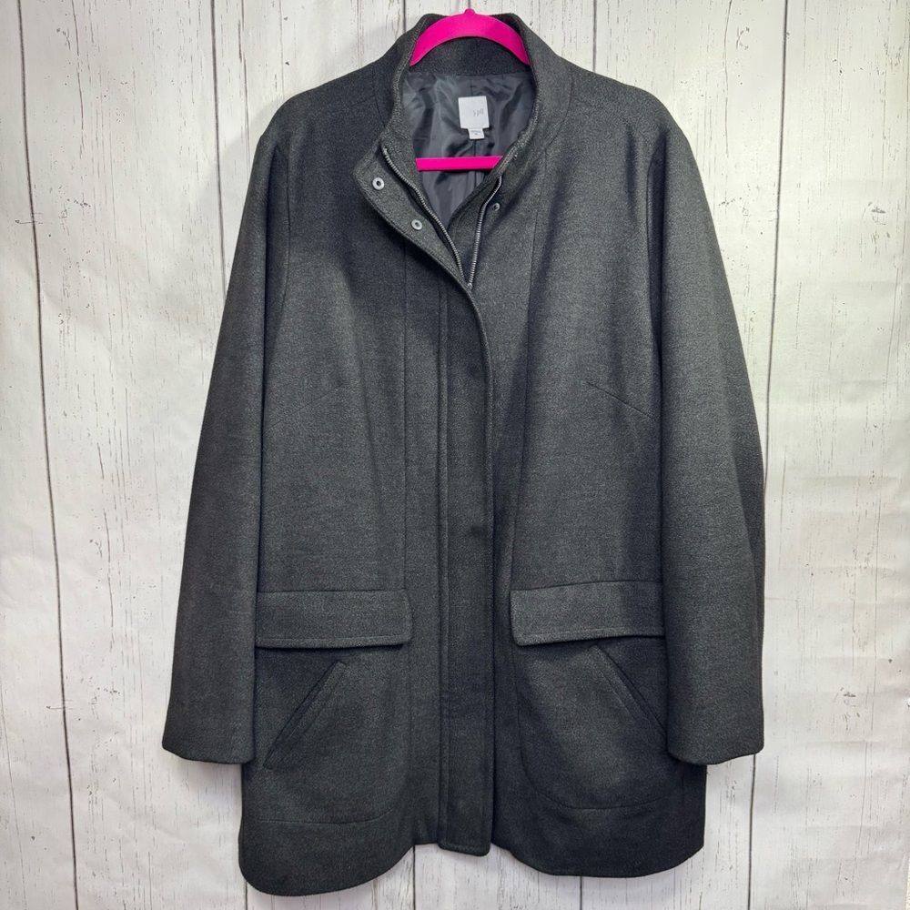J.Jill Gray Wool Blend Coat Minimalist Classic Longline Outerwear XL Womens